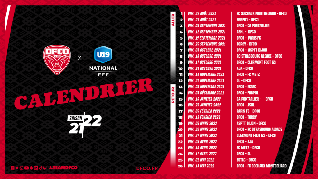 Les calendriers des jeunes sont connus