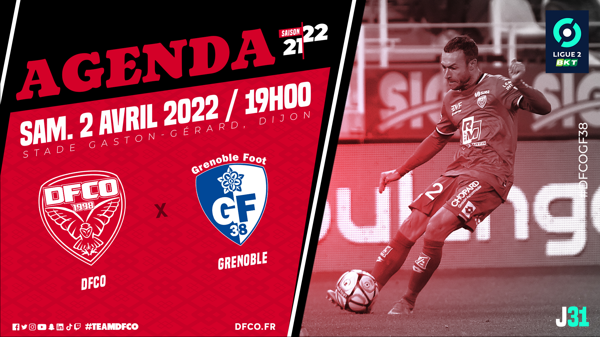 DFCO – Grenoble programmé le 02/04 à 19h