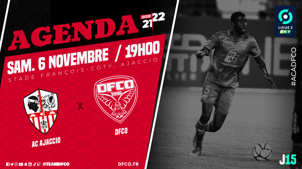 AC Ajaccio – DFCO le samedi 6 novembre à 19h