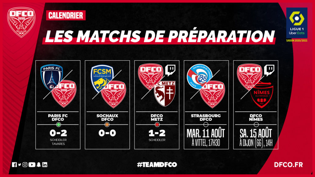 DFCO – Strasbourg en amical le 11 août (17h30)