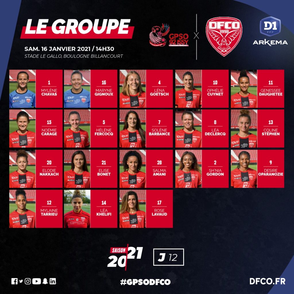Le planning avant DFCO – Paris FC