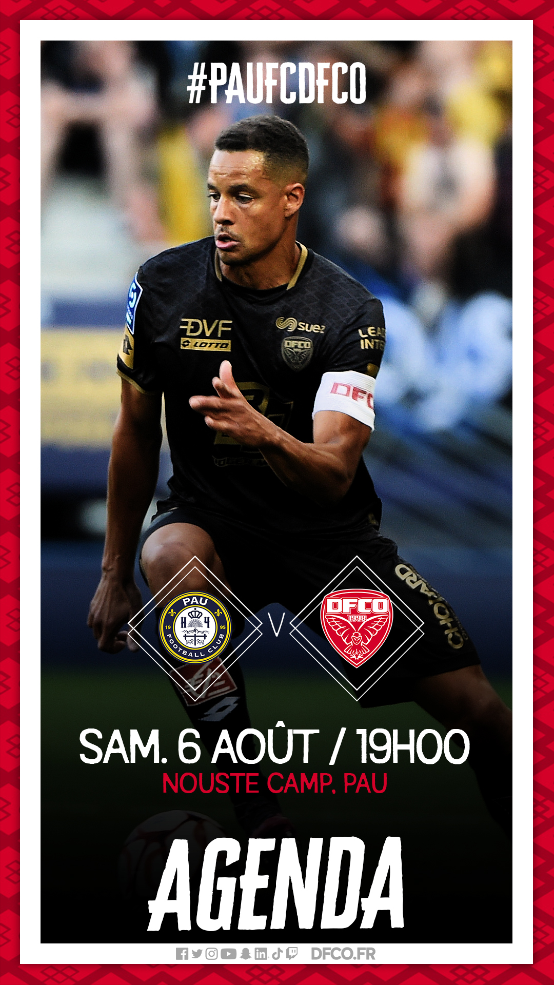 Programmation : Pau FC – DFCO le samedi 6 août à 19h