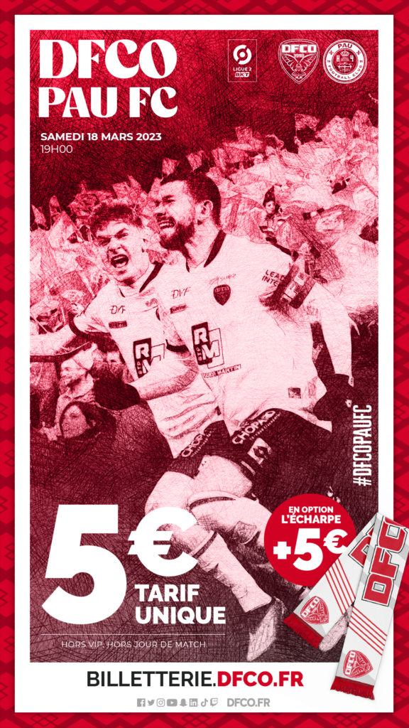 TOUS ENSEMBLE pour DFCO – Pau FC : 5 euros la place !