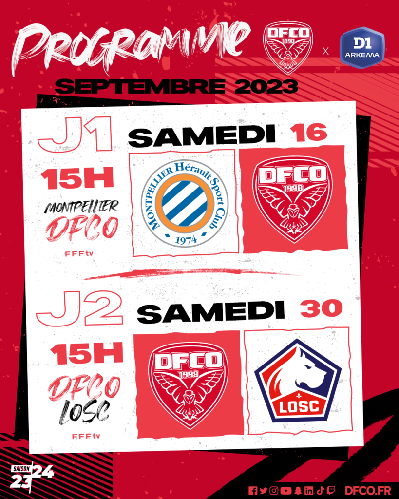 D1 Arkema : journées 1 et 2 programmées, OL-DFCO en amical