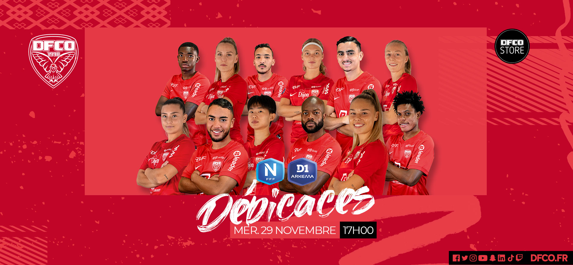 12 joueurs / joueuses en dédicaces au DFCO Store le 29 novembre !