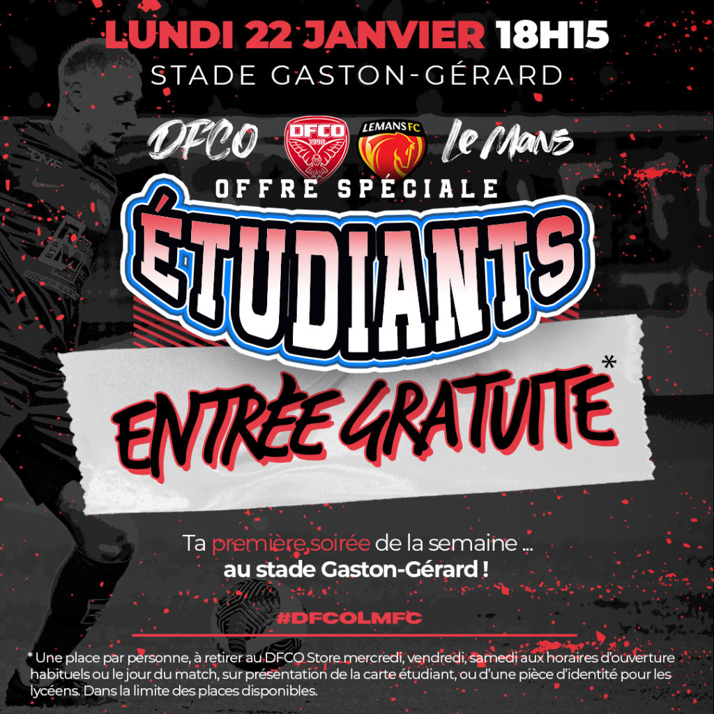DFCO – Le Mans, c&rsquo;est gratuit pour les étudiants !